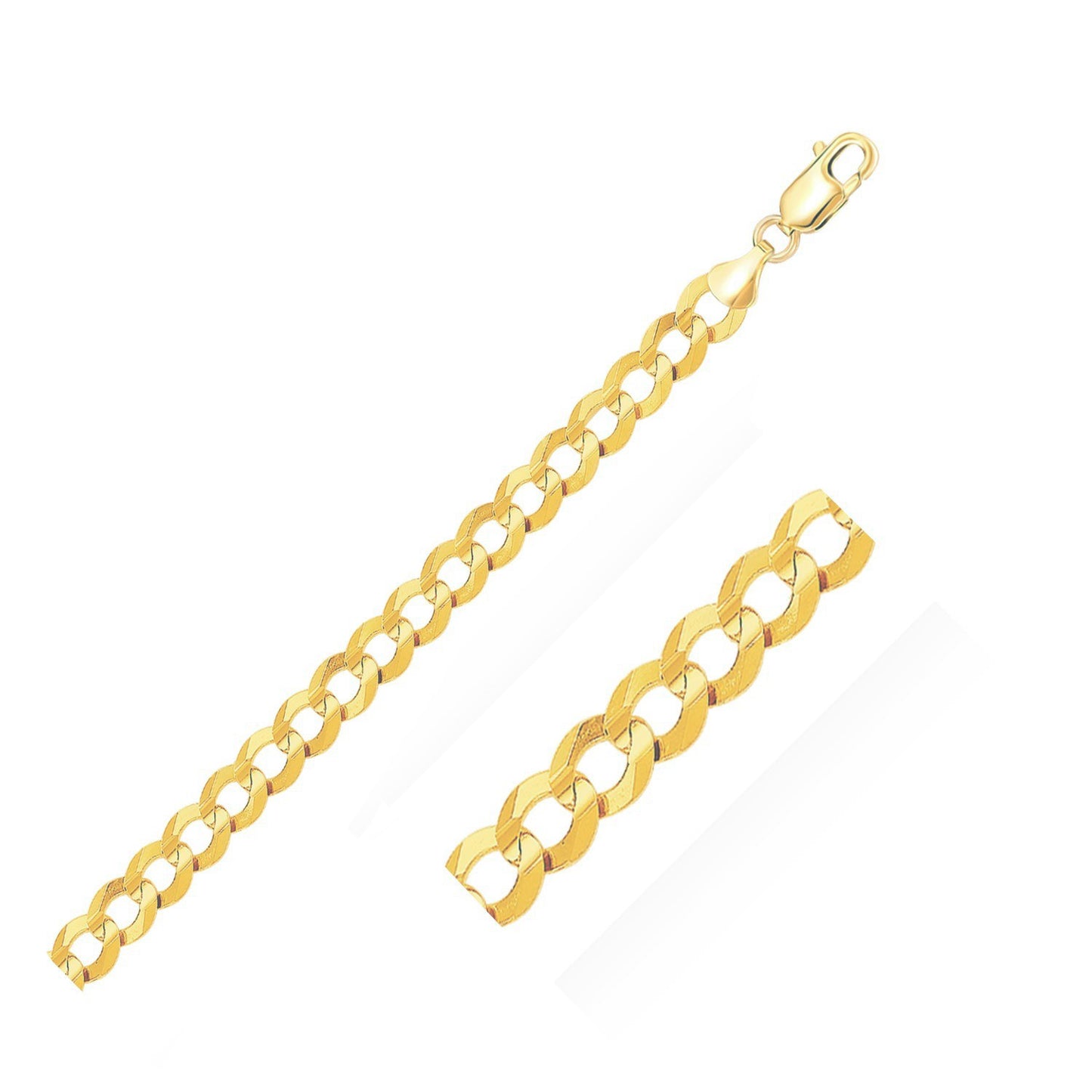 14k Yellow Gold Solid Curb Chain (10.00 mm)