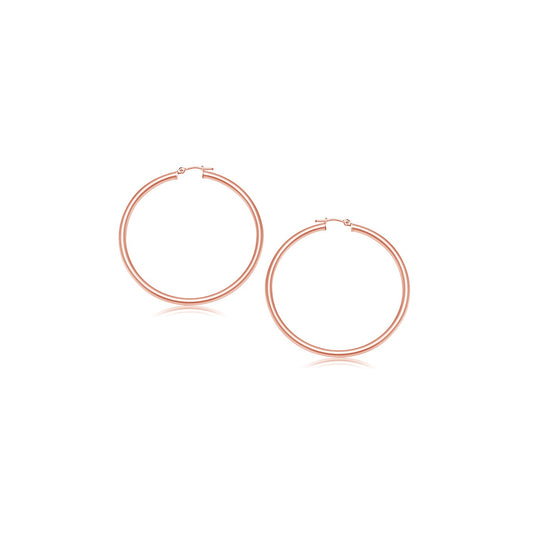 14k Rose Gold Polished Hoop Earrings (3x15mm)