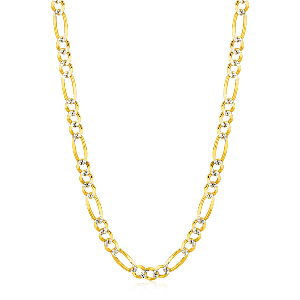 14K Yellow Gold Solid Pave Figaro Chain (5.90 mm)