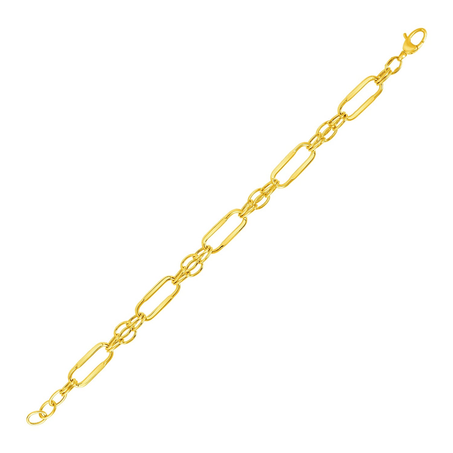 14k Yellow Gold Bracelet with Polished Rectangular Oval Links (8.20 mm)