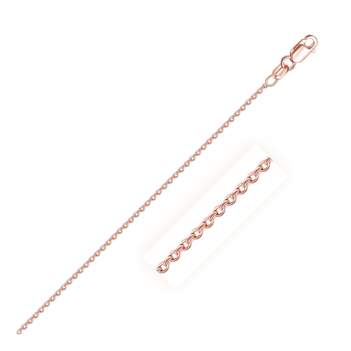 18k Rose Gold Round Oval Link Chain (1.50 mm)