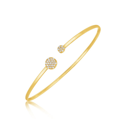 14k Yellow Gold High Polish Diamond Cluster Bangle (2.00 mm)