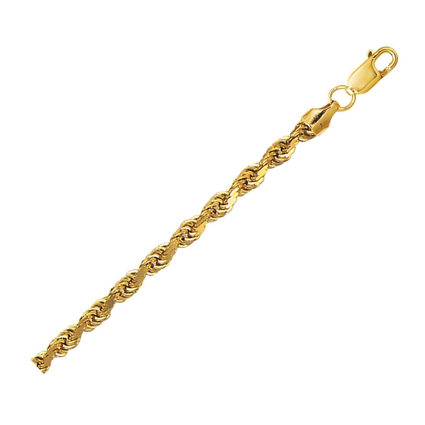 10K Yellow Gold Hollow Diamond Cut Rope Chain (4.0 mm)