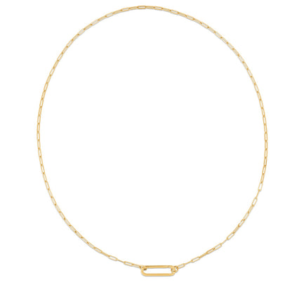 14k Yellow Gold Elongated Link Paperclip Necklace