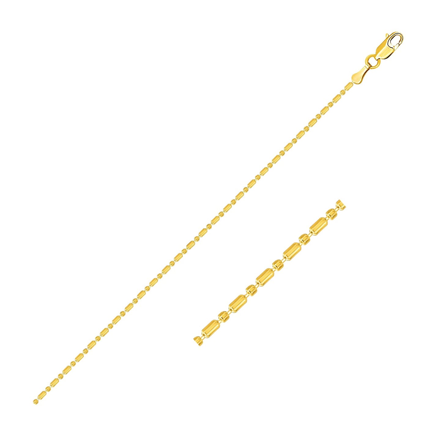 14k Yellow Gold Diamond-Cut Bead Chain (0.90 mm)