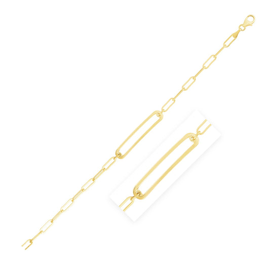 14k Yellow Gold High Polish Open Curved Paperclip Bracelet (3.30 mm)