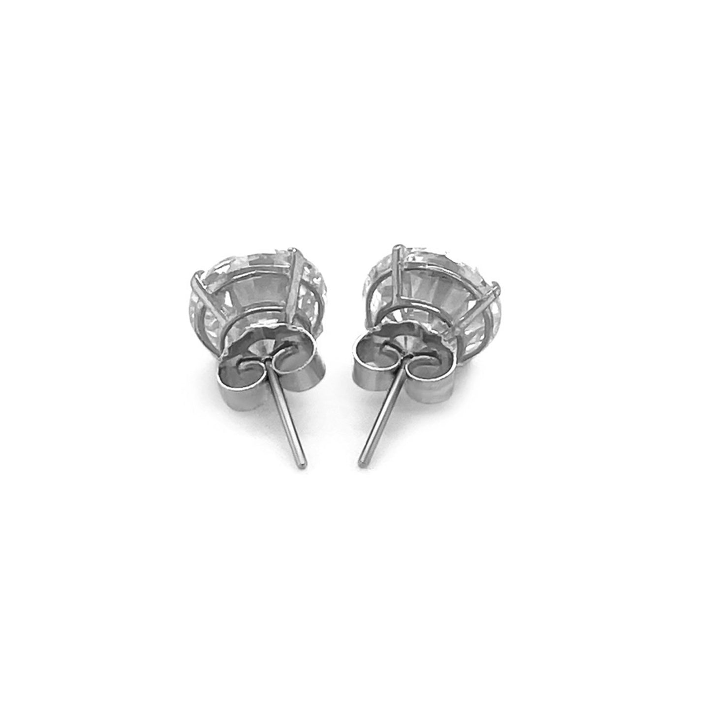 14k White Gold Round CZ Stud Earrings(8mm)