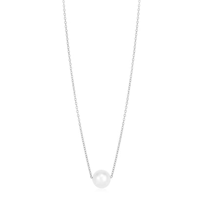 14k White Gold Pearl Solitaire Necklace