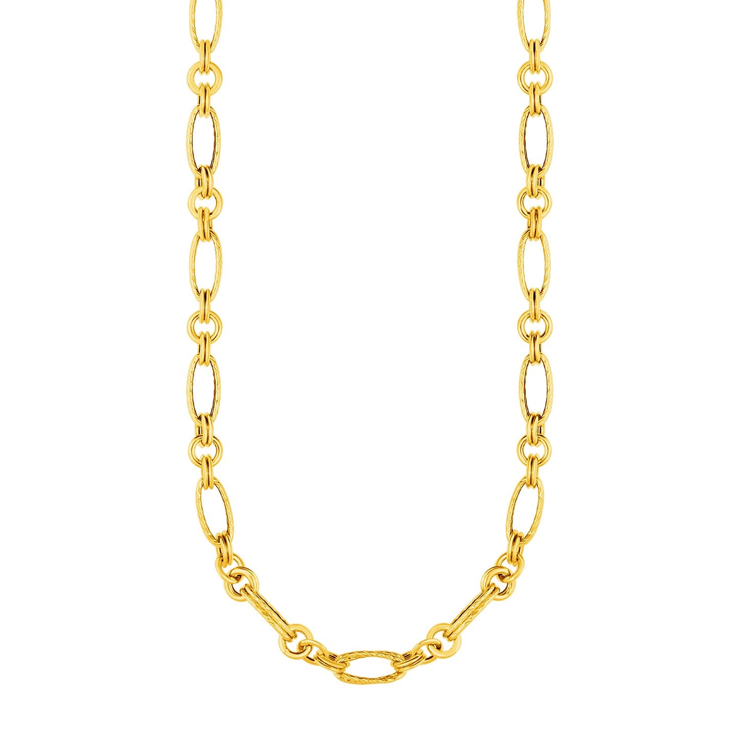 14k Yellow Gold Twisted and Polished Link Necklace