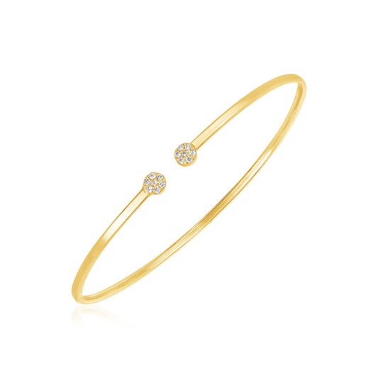 14k Yellow Gold High Polish Diamond Cluster Bangle (2.00 mm)