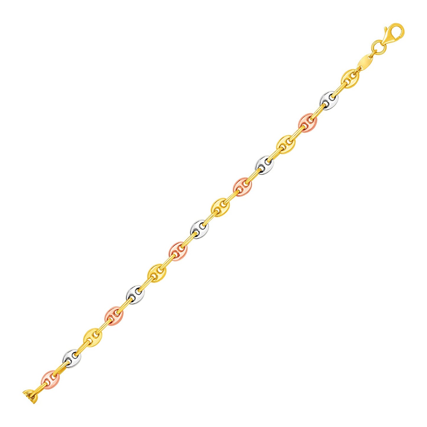 14k Tri Color Gold Mariner Link Bracelet (4.90 mm)