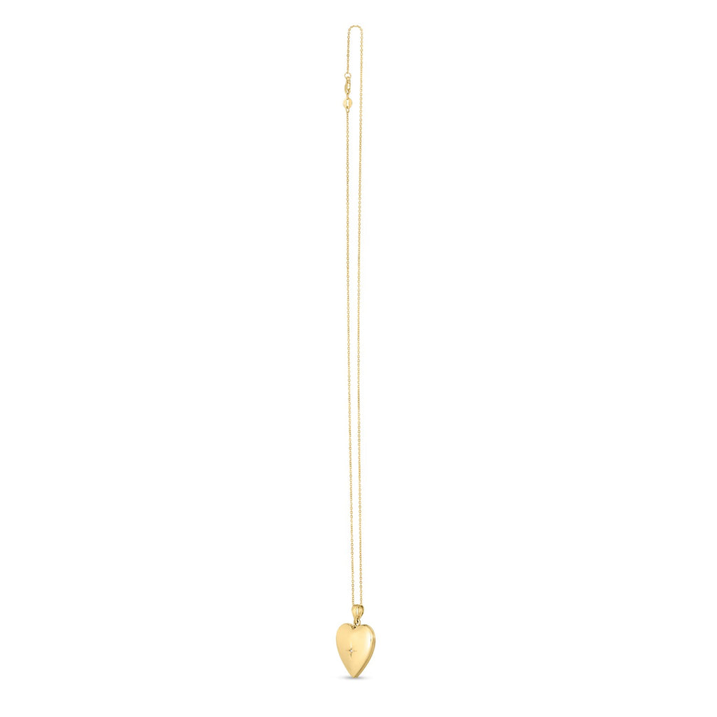 14k Yellow Gold Diamond Heart Locket Necklace