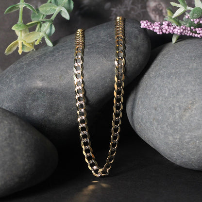 14k Two Tone Gold Pave Curb Chain (4.60 mm)