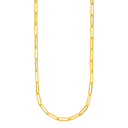 14k Yellow Gold Textured Paperclip Chain (3.5 mm)