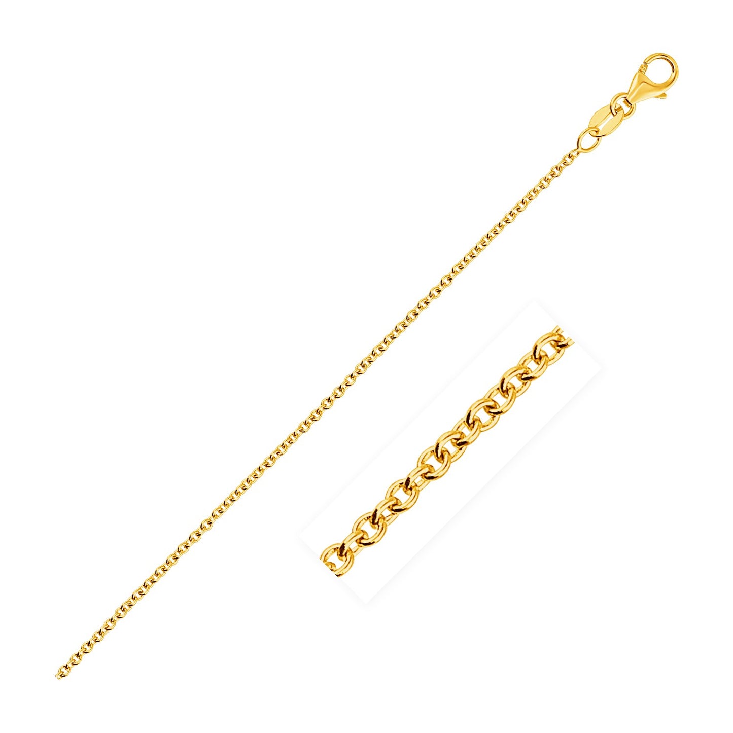 14k Yellow Gold Round Cable Link Chain (1.30 mm)