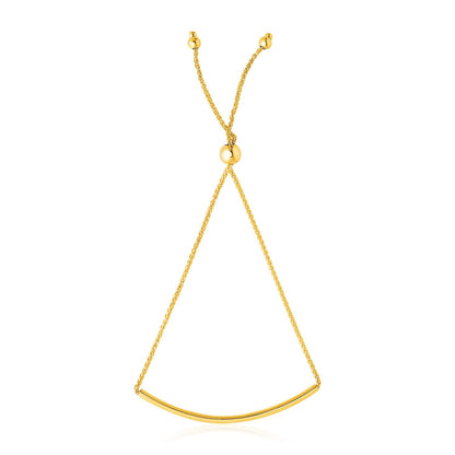 14k Yellow Gold Smooth Curved Bar Lariat Design Bracelet (0.80 mm)