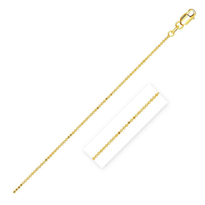 14k Yellow Gold Diamond Cut Bead Chain (0.90 mm)