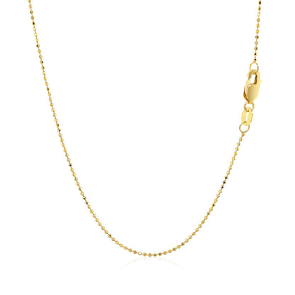 14k Yellow Gold Diamond Cut Bead Chain (0.90 mm)