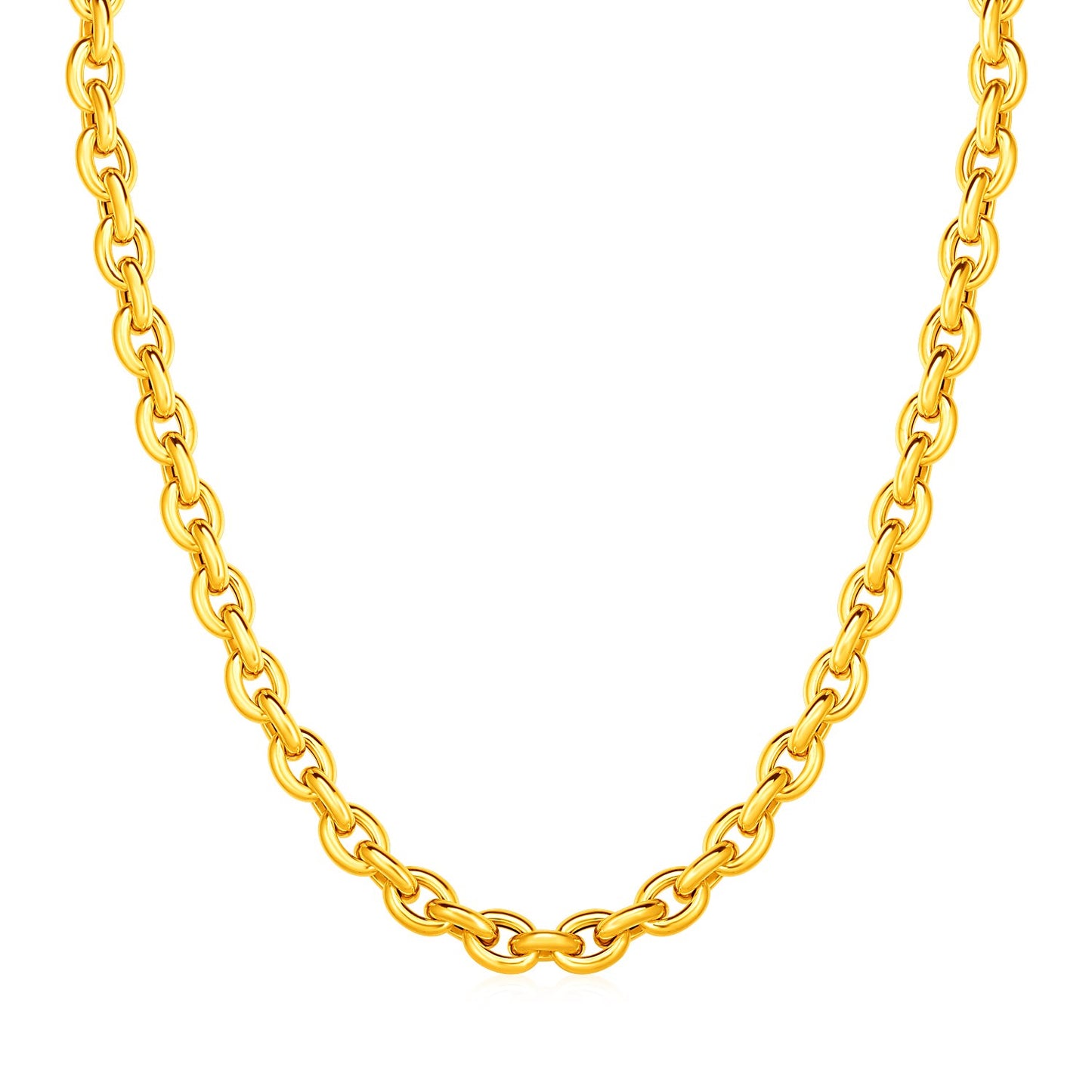 14k Yellow Gold Polished Oval Link Necklace