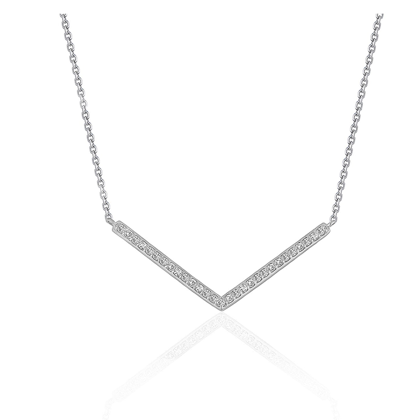 Diamond Chevron Pendant in 14k White Gold (1/3 cttw)