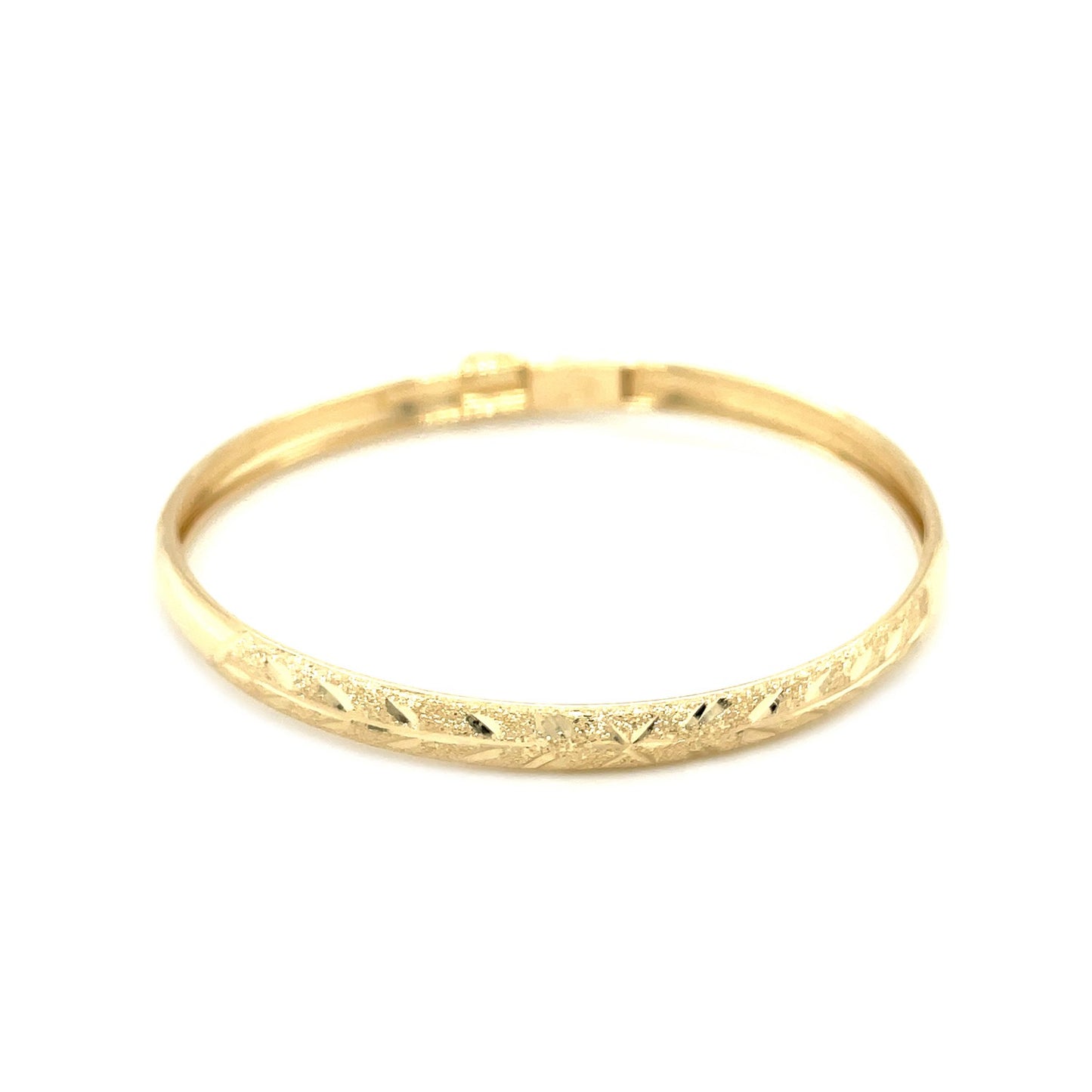 10k Yellow Gold Dome Childrens Diamond Cut Florentine Bangle (4.00 mm)