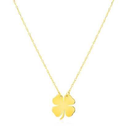 14K Yellow Gold Four Leaf Clover Necklace