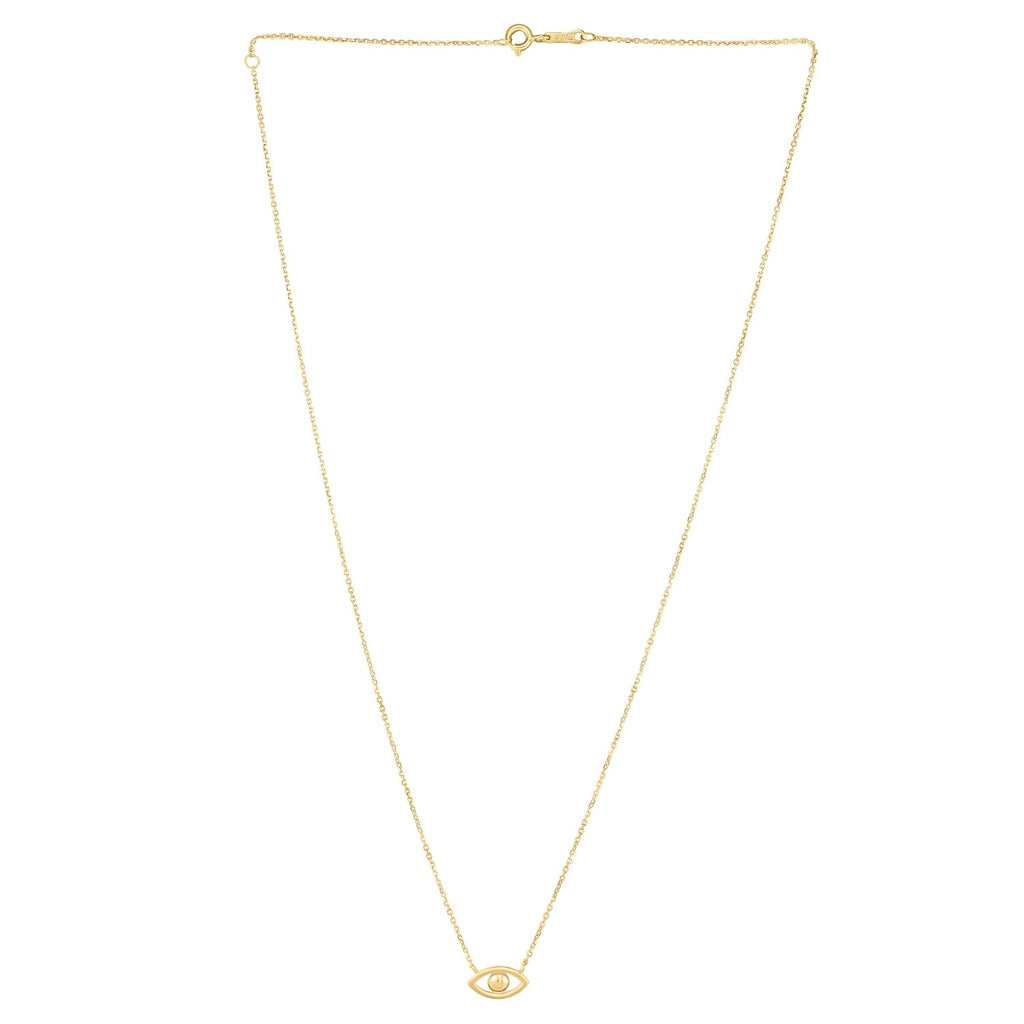 14k Yellow Gold Pearl Evil Eye Necklace