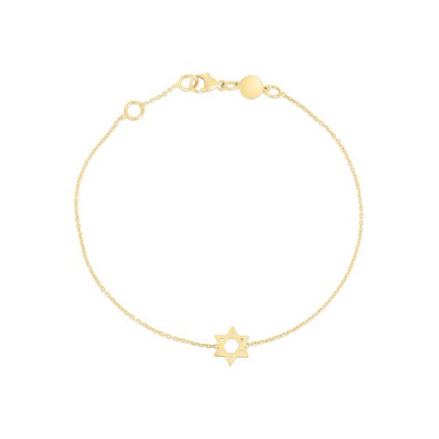 14k Yellow Gold Star of David Bracelet