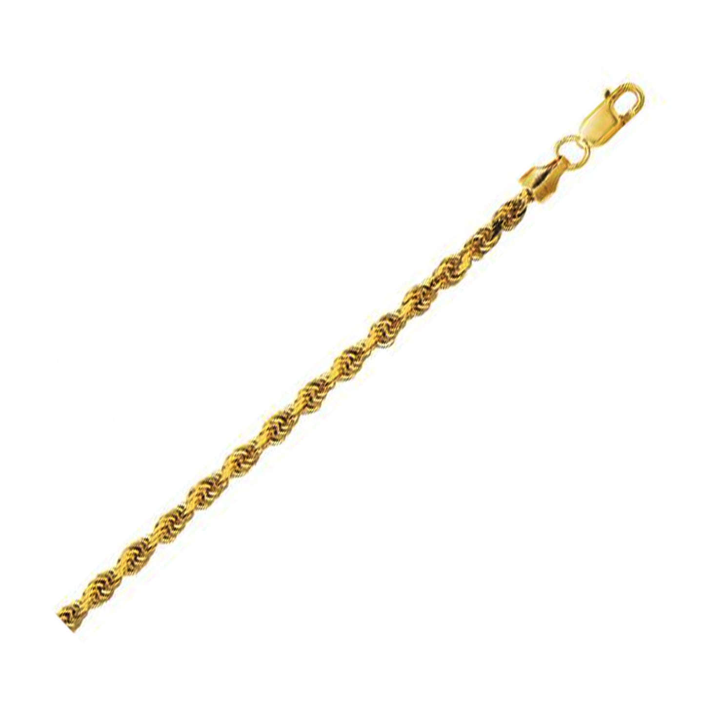 14K Yellow Gold Hollow Diamond Cut Rope Chain (3.2 mm)