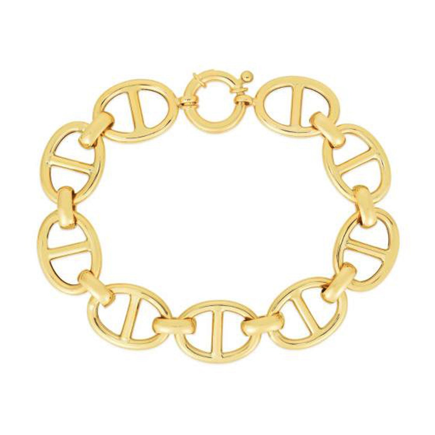 14k Yellow Gold High Polish Mariner Link Bracelet  (13.80 mm)