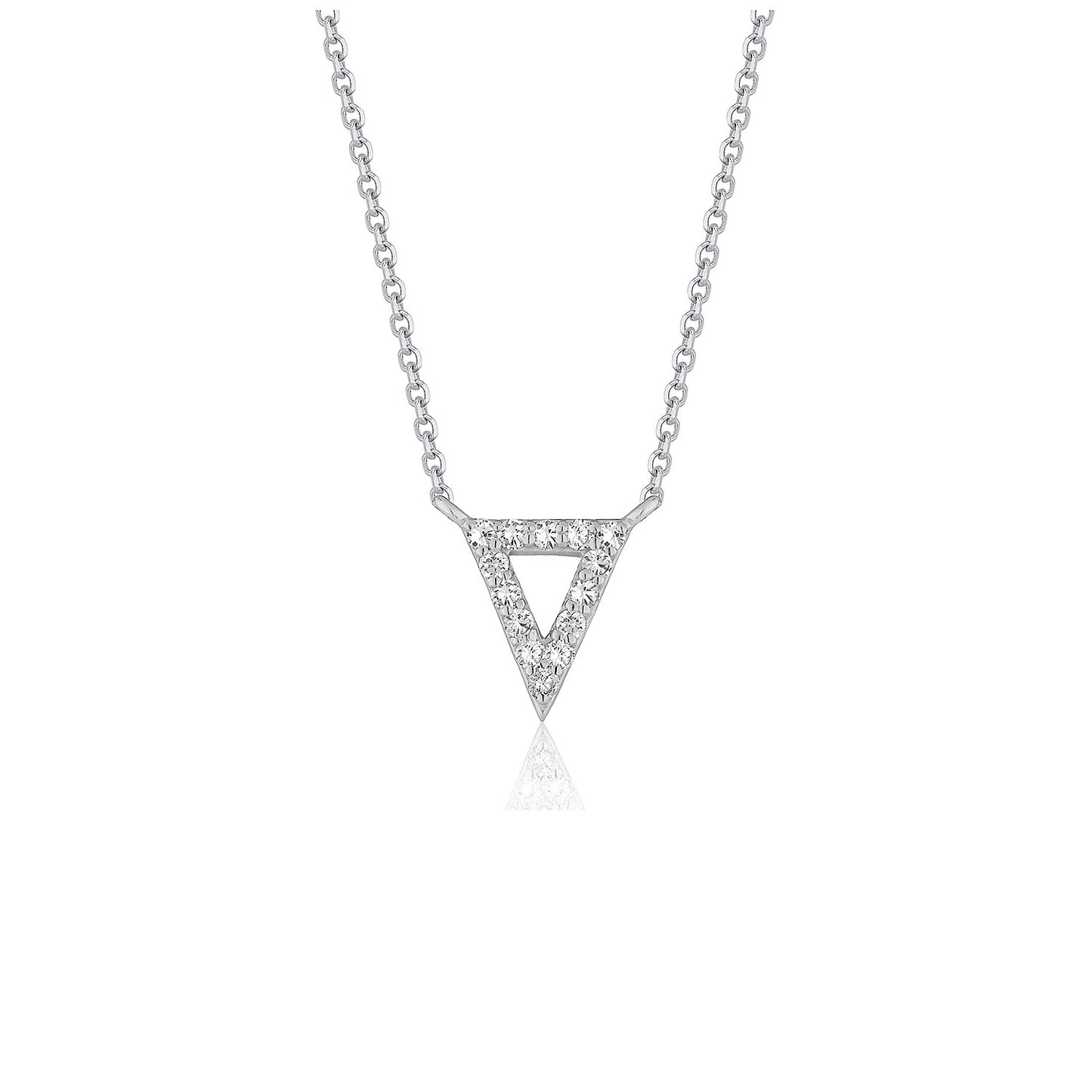 Diamond Inverted Triangle Pendant in 14k White Gold