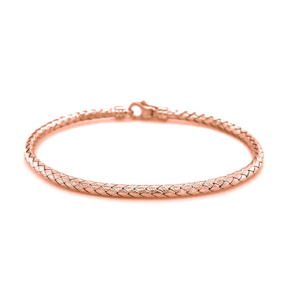 14k Rose Gold Fancy Weave Motif Bangle (3.40 mm)