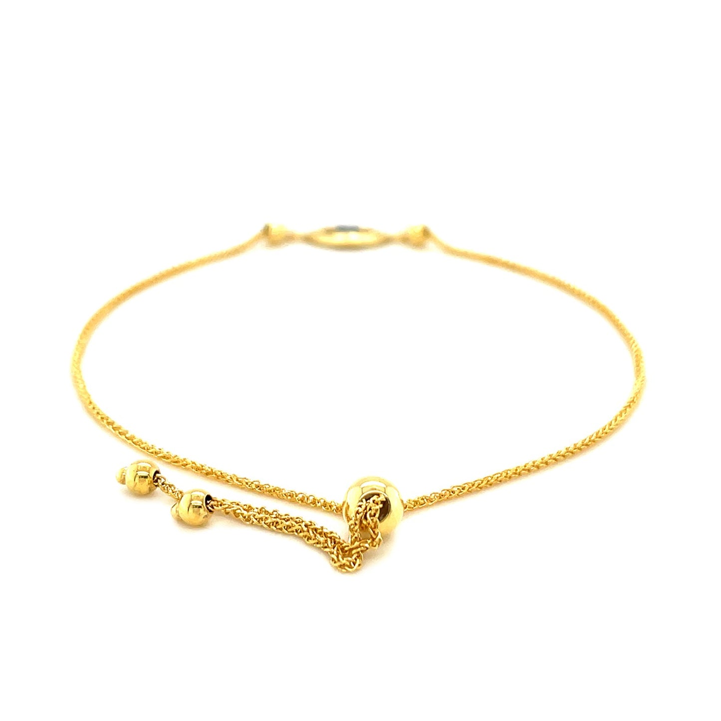 14k Yellow Gold Adjustable Evil Eye Bracelet (1.00 mm)