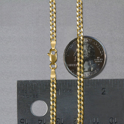 14k Yellow Gold Solid Curb Chain (3.20 mm)