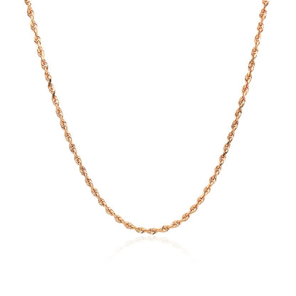 14k Rose Gold Solid Diamond Cut Rope Chain (1.6 mm)