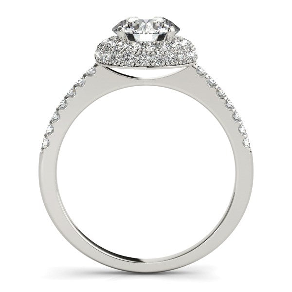 14k White Gold Classic Round Diamond Pave Design Engagement Ring (1 1/2 cttw)