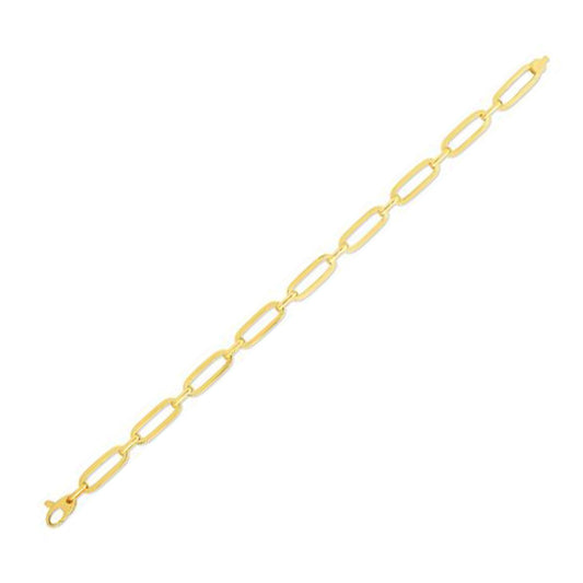 14k Yellow Gold 7 1/4 inch Bombay Paperclip Chain Bracelet (5.60 mm)