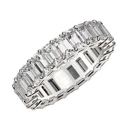 Emerald Cut Lab Grown Diamond Eternity Ring in 14k White Gold (3 cttw FG/VS2)