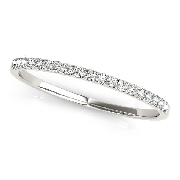 14k White Gold Pave Set Style Round Diamond Wedding Ring (1/8 cttw)