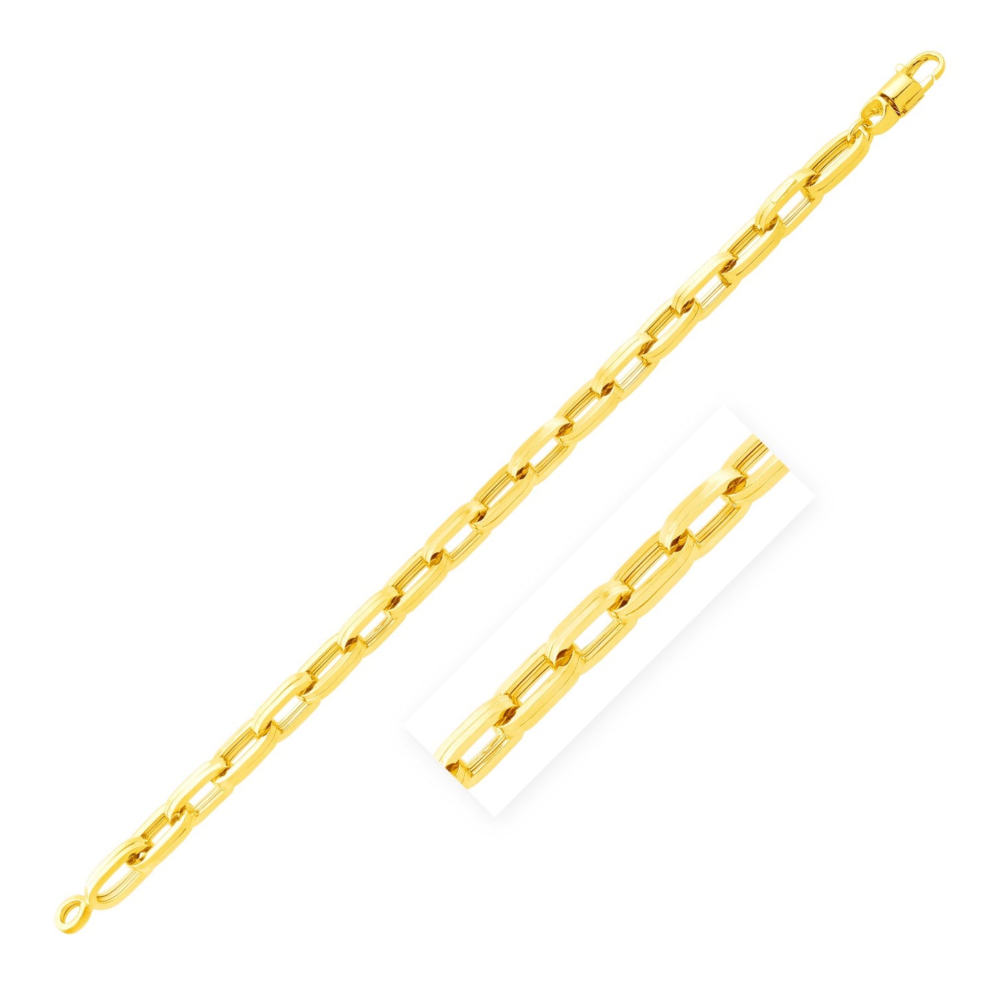 14k Yellow Gold 8 1/2 inch Mens Wide Paperclip Chain Bracelet (7.30 mm)