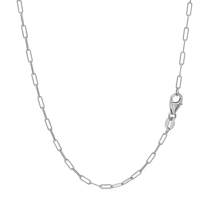 14K White Gold Fine Paperclip Chain (1.50 mm)