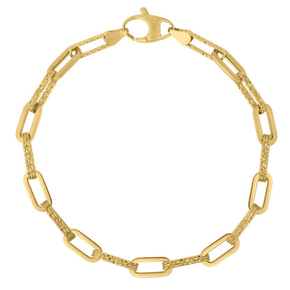 14k Yellow Gold Diamante Paperclip Chain Bracelet (4.00 mm)