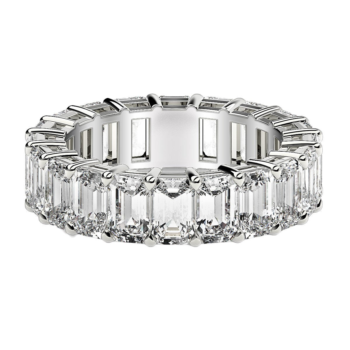 Emerald Cut Lab Grown Diamond Eternity Ring in 14k White Gold (7 cttw FG/VS2)