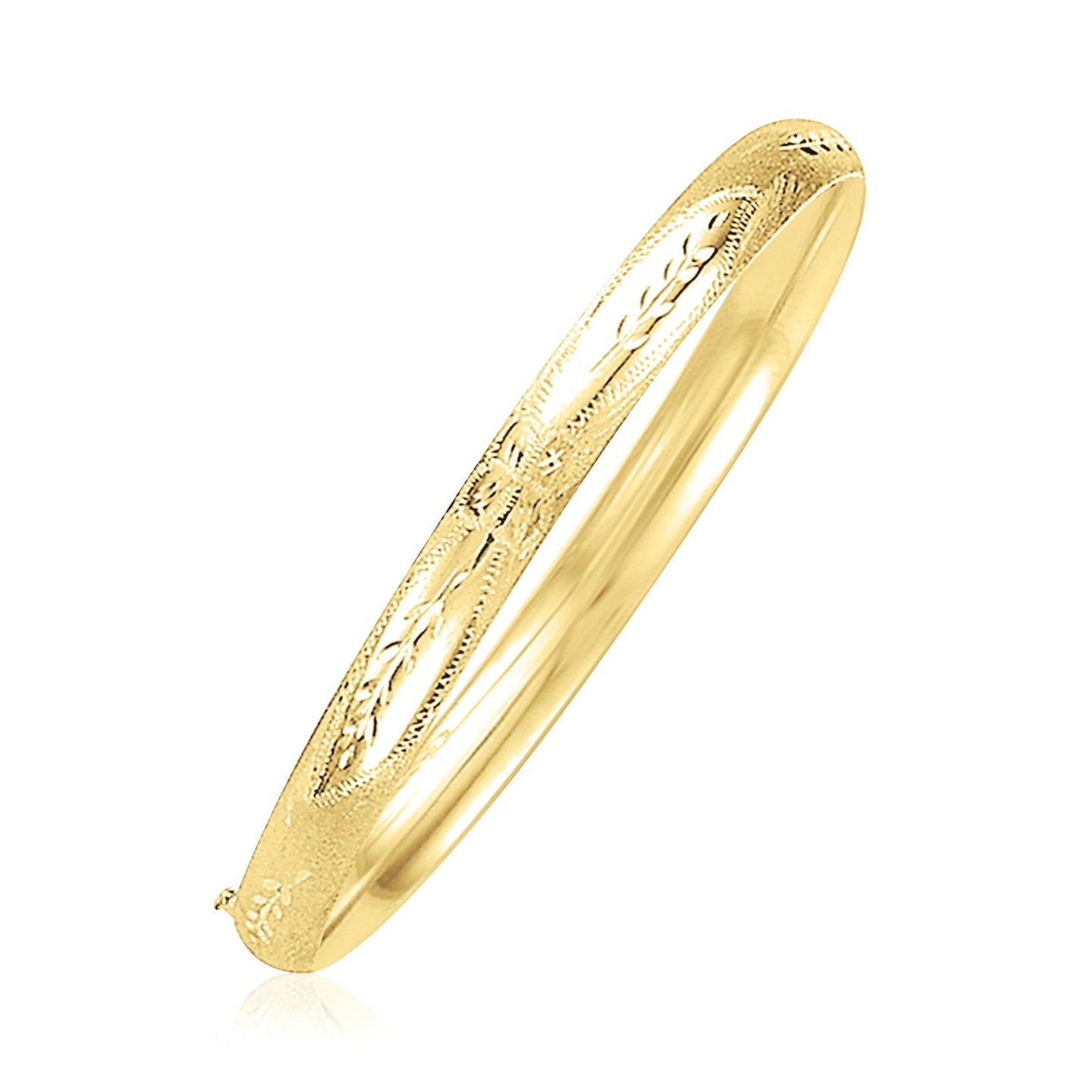 14k Yellow Gold Dome Florentine Design Bangle (5.00 mm)