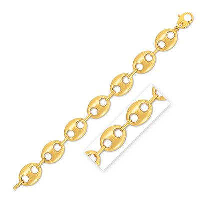 14k Yellow Gold High Polish Lite Puffed Mariner Link Bracelet  (21.00 mm)