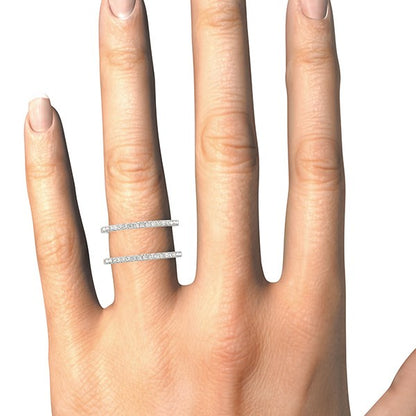 14k White Gold Dual Band Design Ring with Diamonds (1/3 cttw)