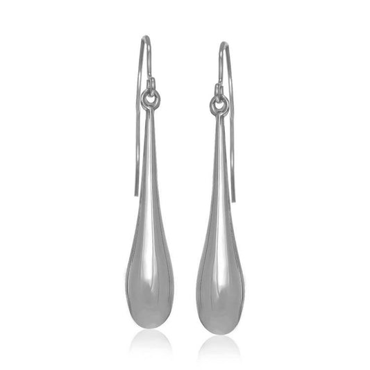 14k White Gold Long Polished Teardrop Dangling Earrings