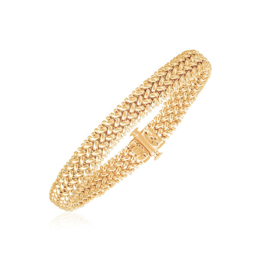 14k Yellow Gold High Polish Thick Braided Bracelet  (8.80 mm)