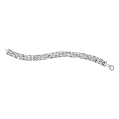 14k White Gold Faceted Panther Link Chain Bracelet