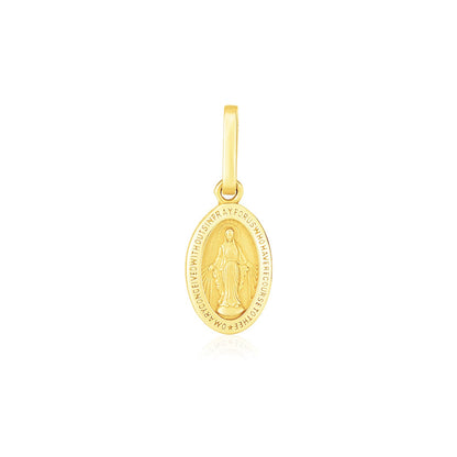 14k Yellow Gold Oval Religious Medal Pendant